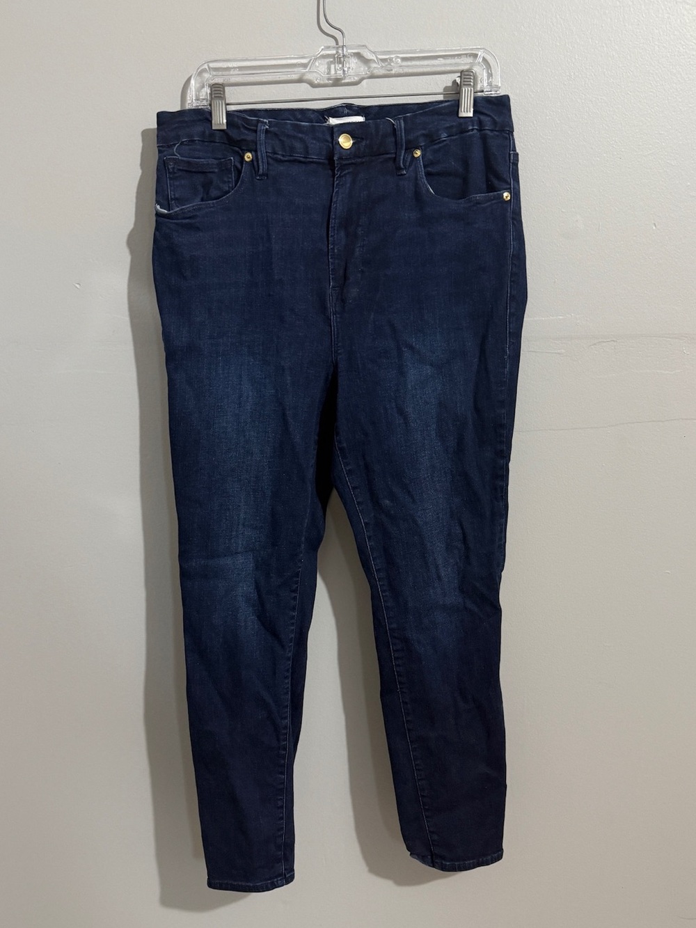 Good American Jeans Womens 16 Dark Wash Skinny High Rise Organic Cotton Stretch